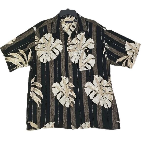 Puritan ~Men's Size L~ Brown/Black Hawaiian Button Up Casual Shirt Short Sleeve. - Picture 8 of 10